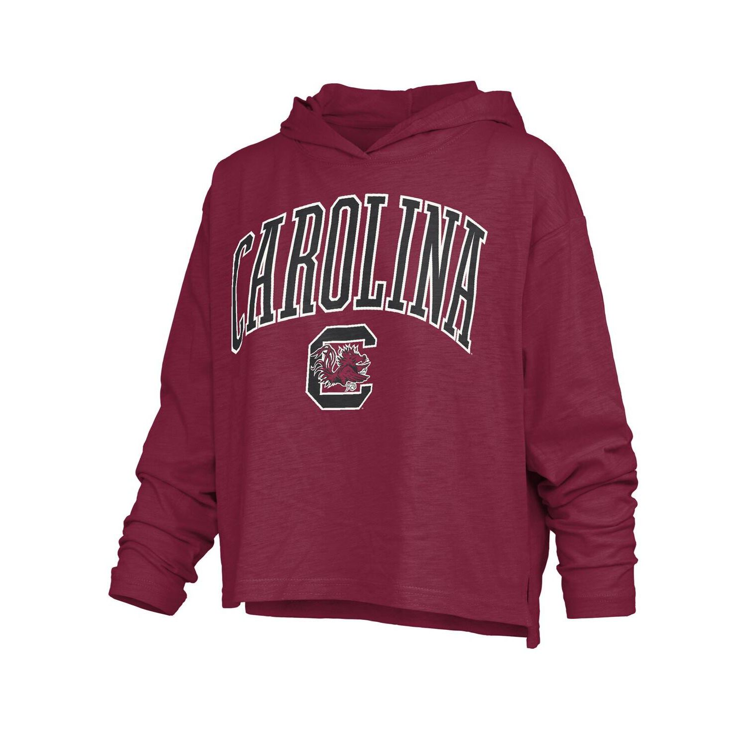 Women's Garnet South Carolina Gamecocks Nelson Arch Over Logo Long Sleeve Hooded Slub T-Shirt