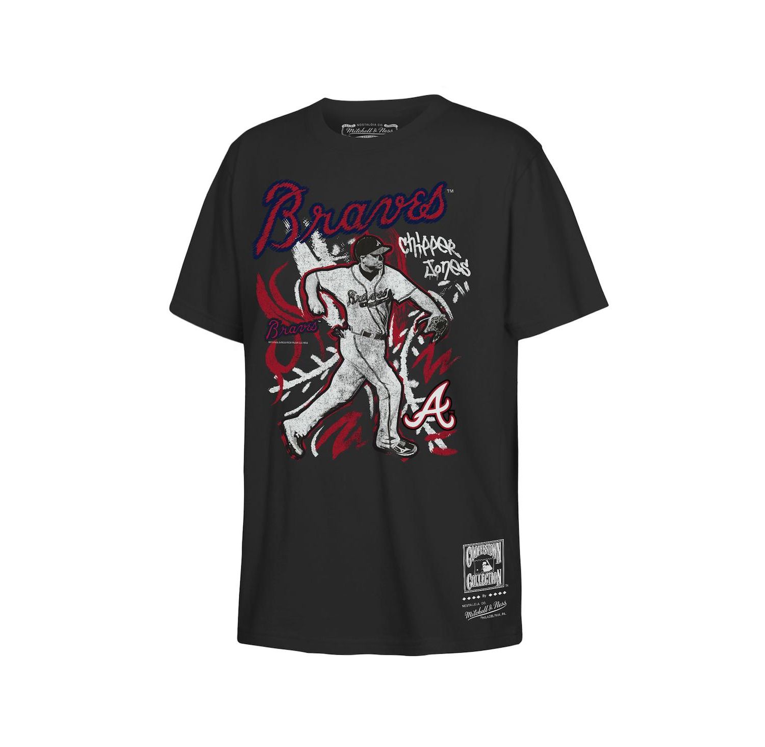 Big Boys and Girls Chipper Jones Black Atlanta Braves Chalked Up Player T-Shirt