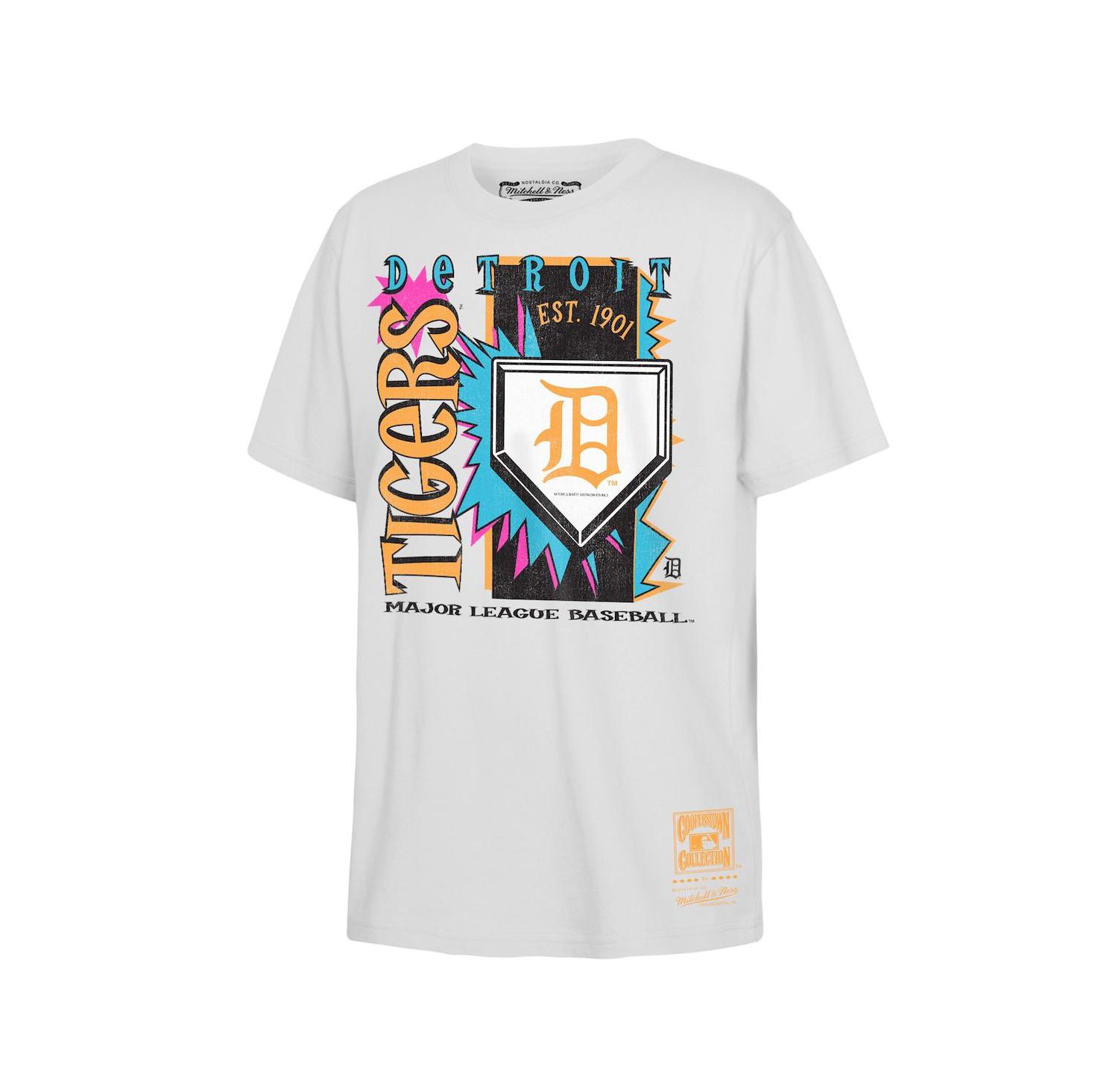 Big Boys and Girls White Detroit Tigers Cooperstown Neon Field Shock T-Shirt