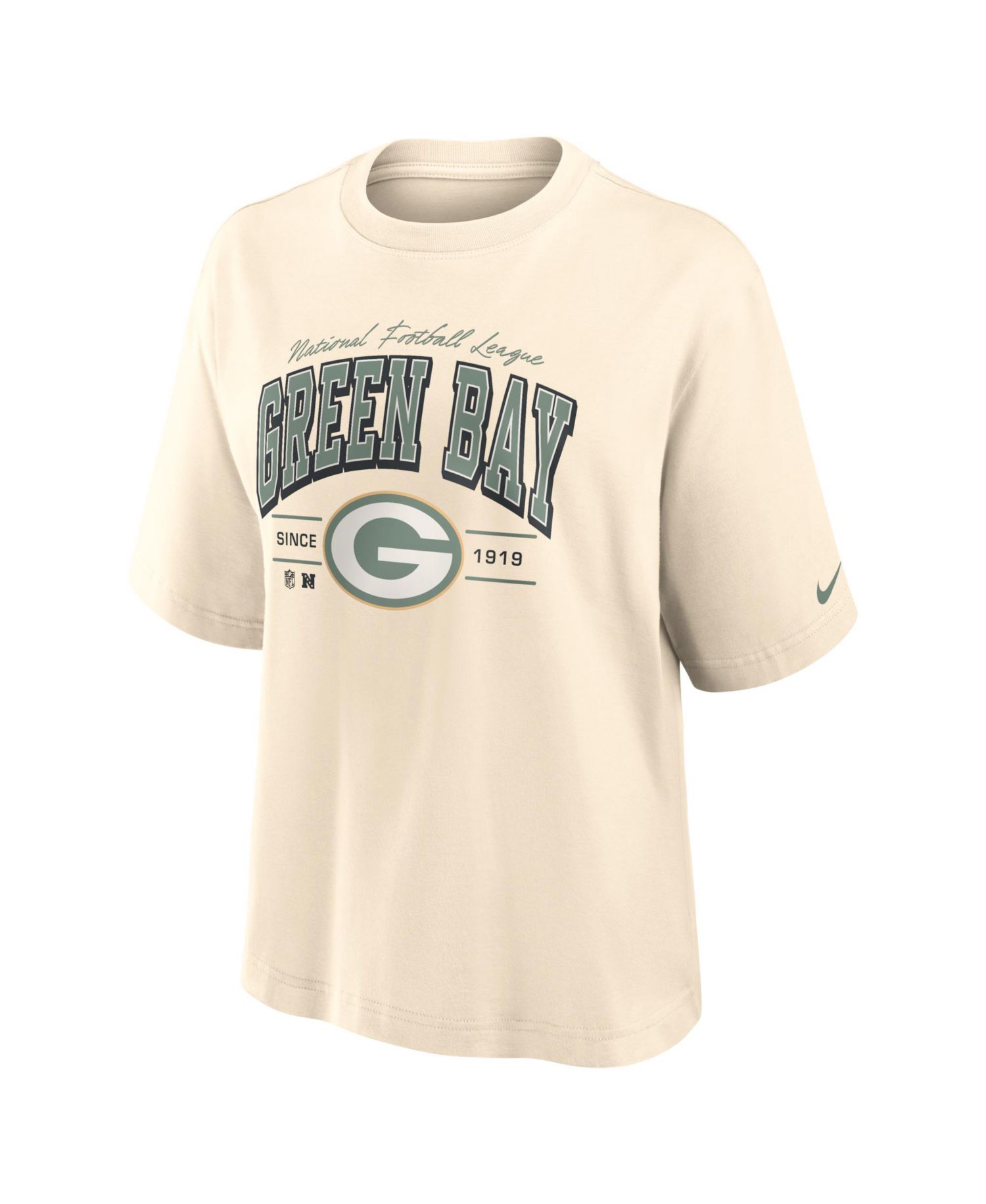 Women's Cream Green Bay Packers Vintage Mod Boxy T-Shirt