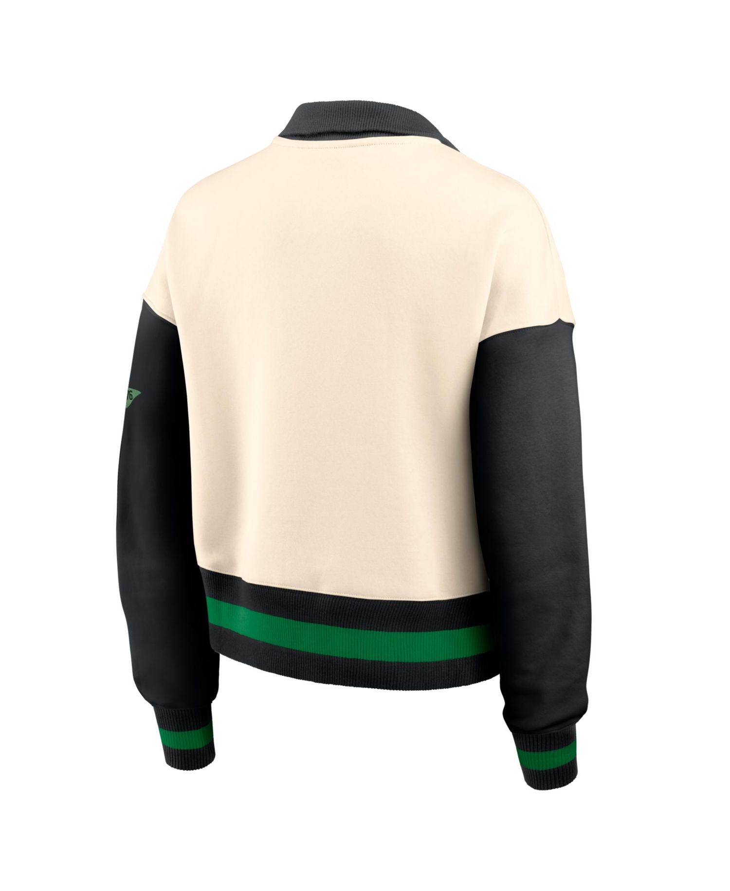 Women's Natural/Black Oregon Ducks Oversized Legacy Color Block Cropped Quarter-Zip Pullover Sweatshirt