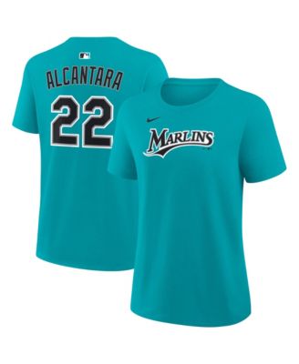 Women's Sandy Alcantara Teal Miami Marlins Name and Number T-Shirt