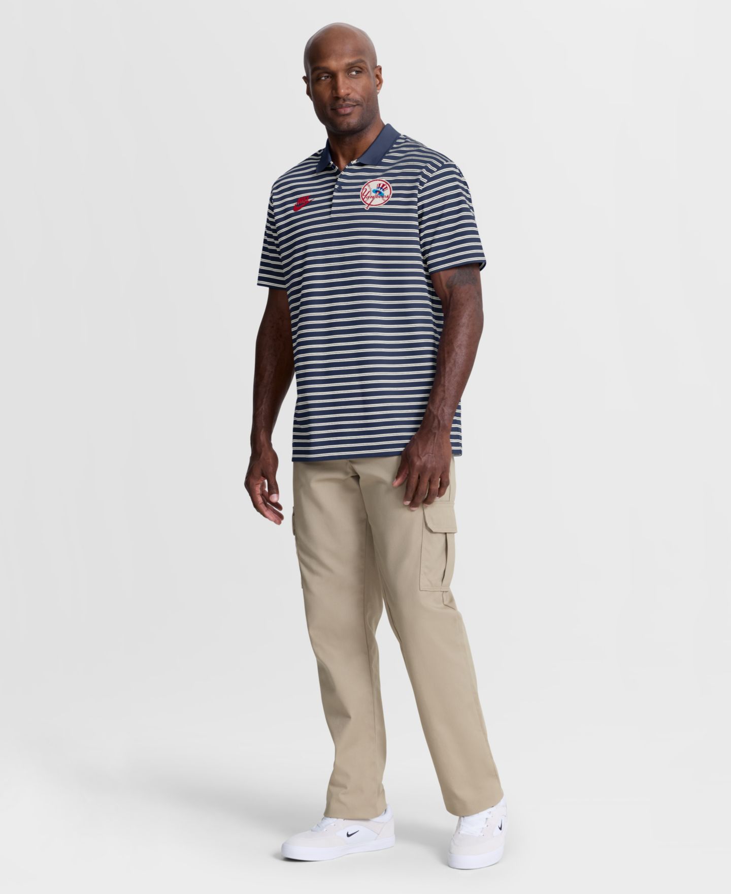 Мужское поло Nike Navy New York Yankees Cooperstown Collection Dri-FIT Victory Striped Polo Shirt — фото 5