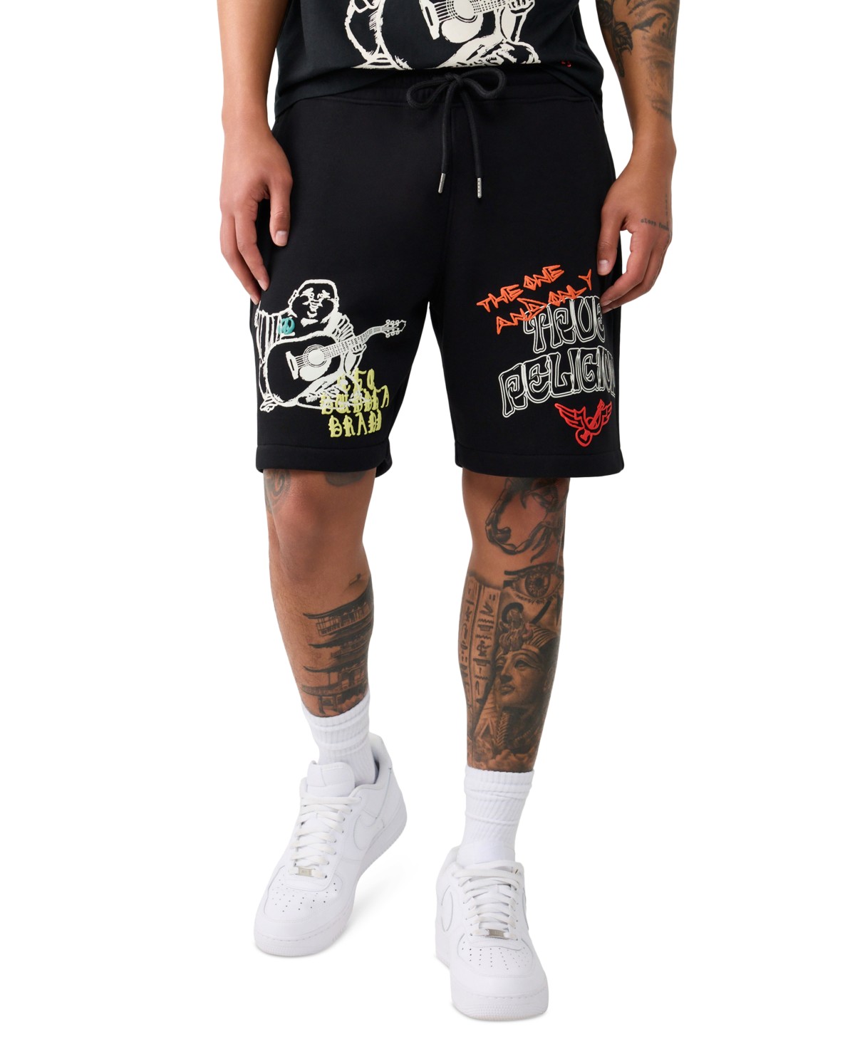 Мужские True Religion Men's Sloth Guitar Graphic Lightweight Shorts — фото 1