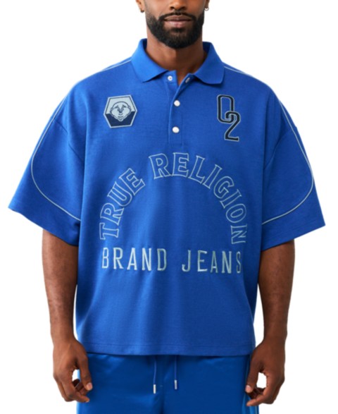 Мужские рубашки True Religion Men's Multi Logo Oversized Short-Sleeve Polo Shirt