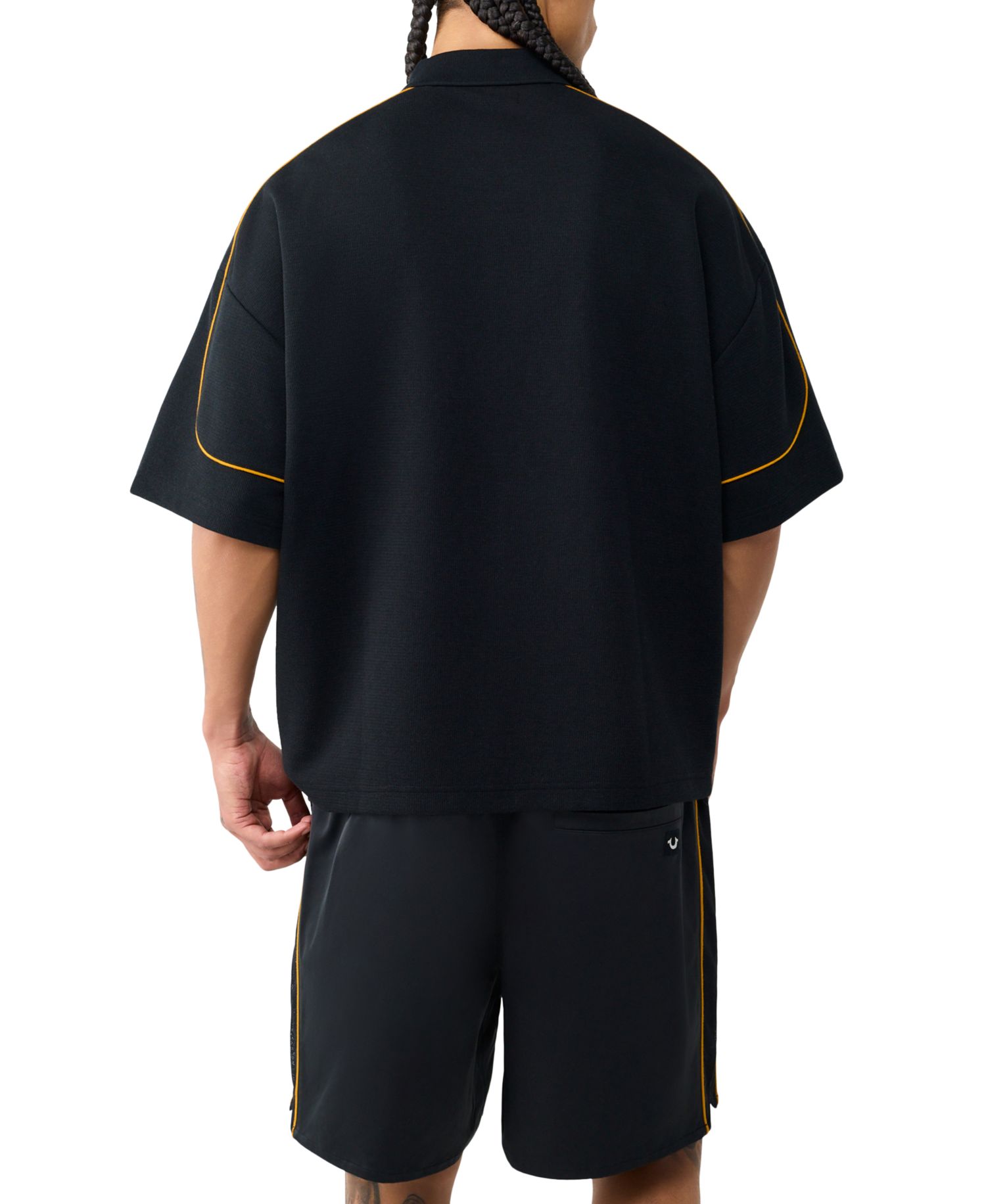 Men's Multi Logo Oversized Short-Sleeve Polo Shirt