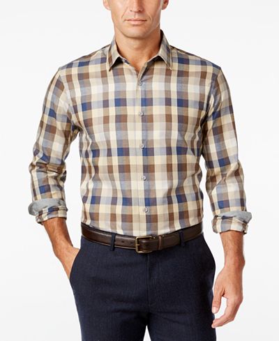 Tasso Elba Men's Plaid Soft Cotton Long-Sleeve Shirt, Classic Fit