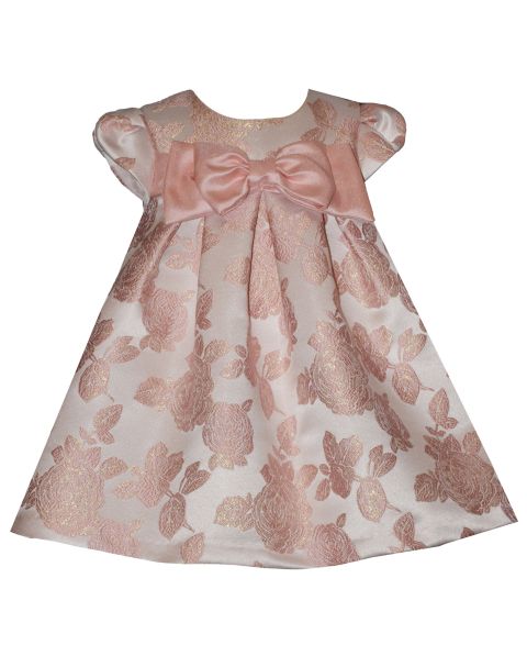 Платье Bonnie Baby Trapeze with Bow Short-Sleeve Dress для девочек-малышей, цвет: Пудровый
