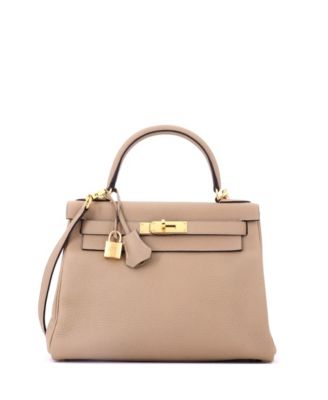 Kelly 28 Handbag Light Clemence with Gold Hardware