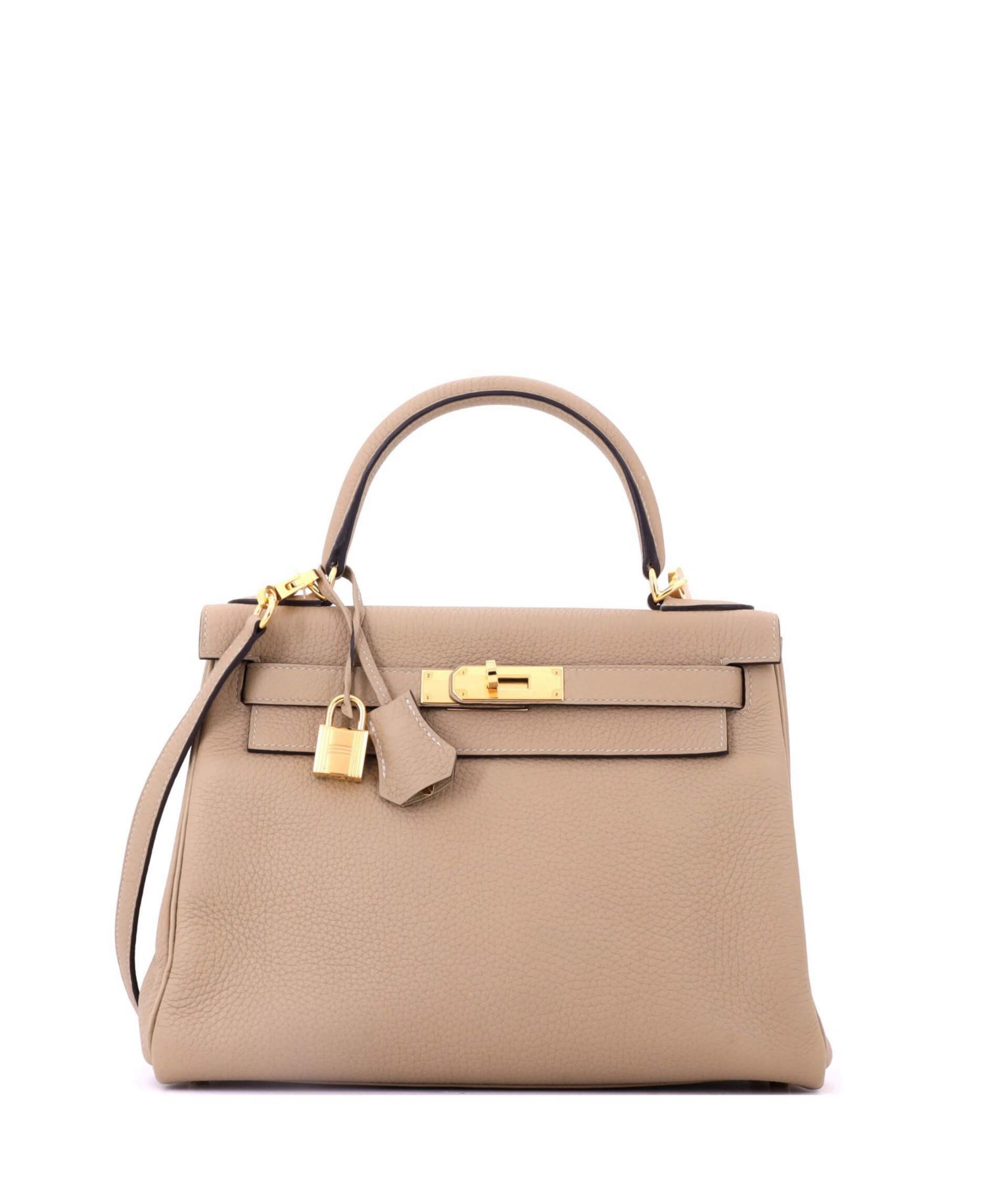 Kelly 28 Handbag Light Clemence with Gold Hardware