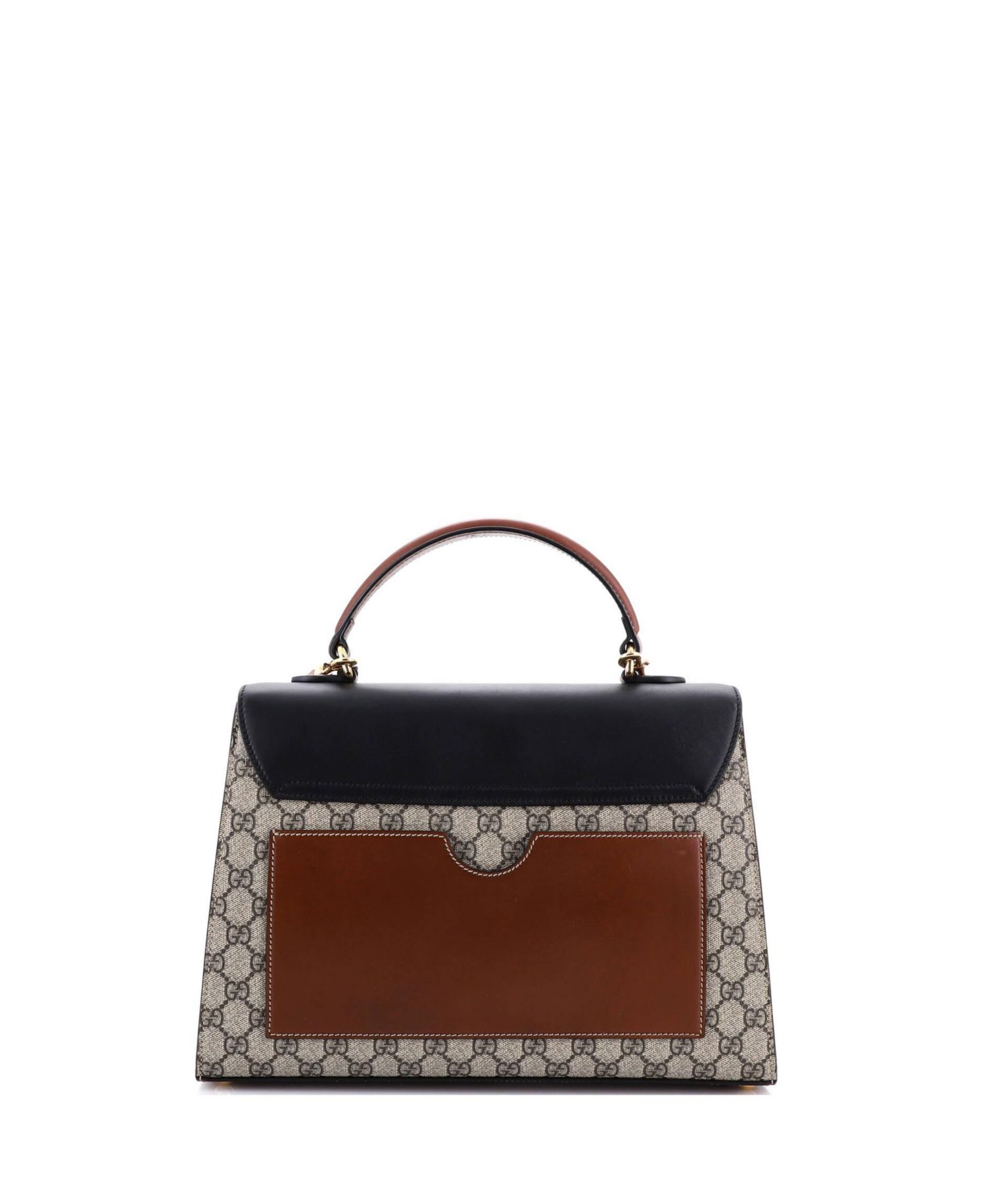Medium Padlock Top Handle Bag GG Coated Canvas and Leather