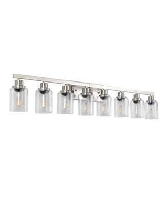51 Inch Modern 8 Light Bathroom Vanity Light Fixture Brushed Nickel Finish Clear Glass Shades for Bathroom Vanity Dressing Area No Bulbs