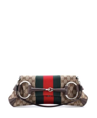 Medium Horsebit NM Web Chain Clutch GG Canvas