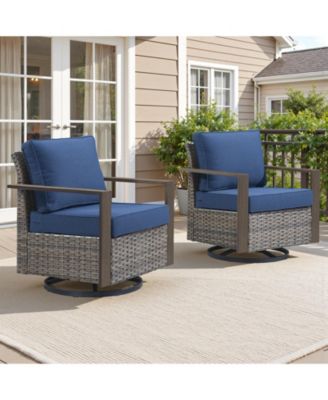 Outdoor Swivel Chairs Set of 2,Patio Wicker Rocker Chairs,All Weather Patio Conversation Furniture Set, Ideal for Porch Balcony Deck Yard