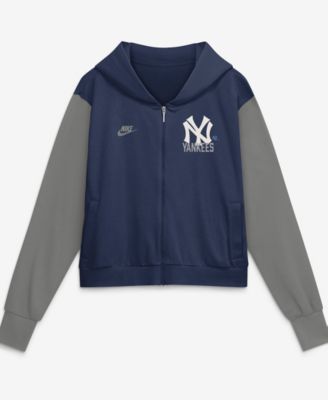 Women's Navy/Gray New York Yankees Cooperstown Collection Cropped Full-Zip Hoodie