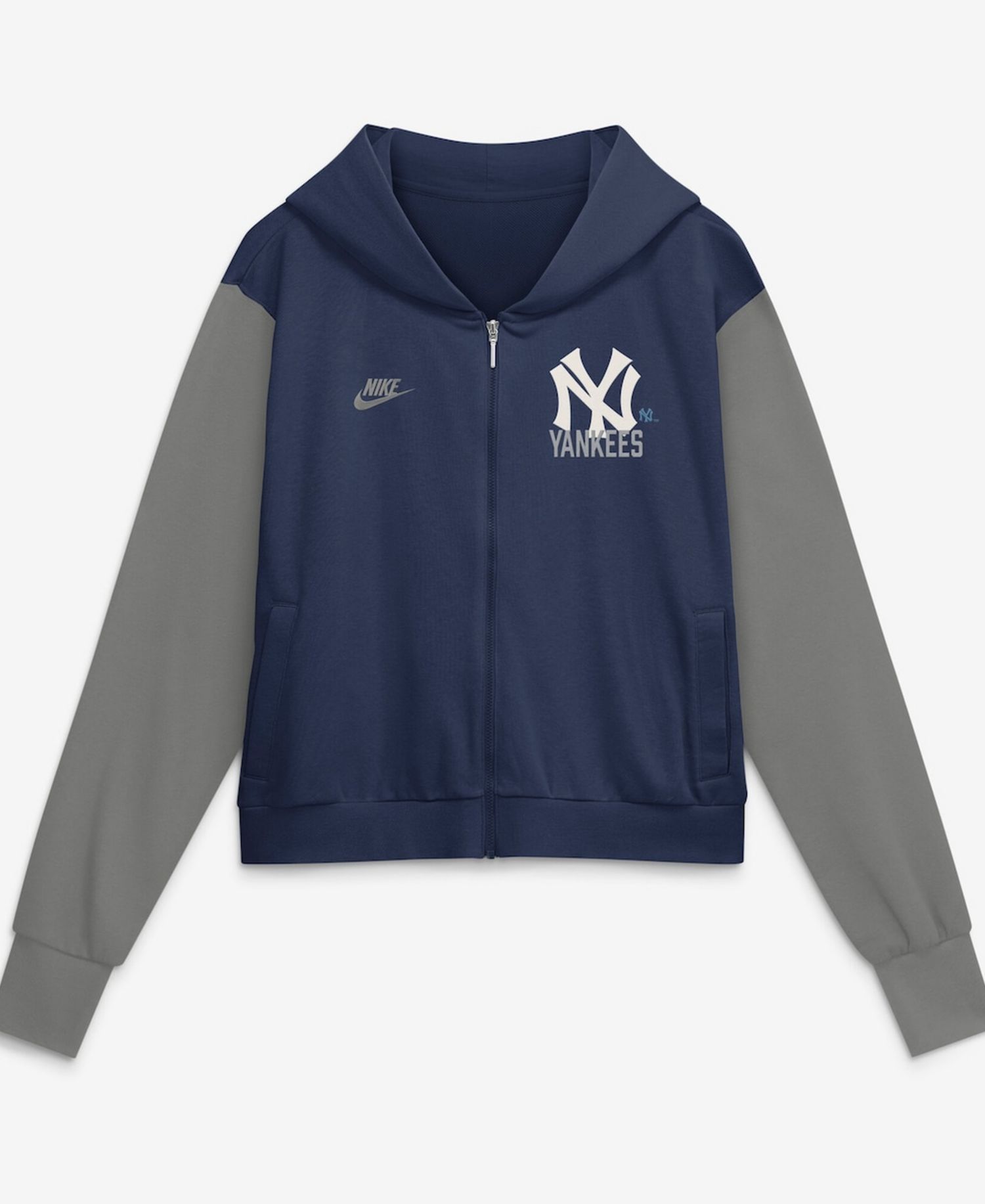 Women's Navy/Gray New York Yankees Cooperstown Collection Cropped Full-Zip Hoodie