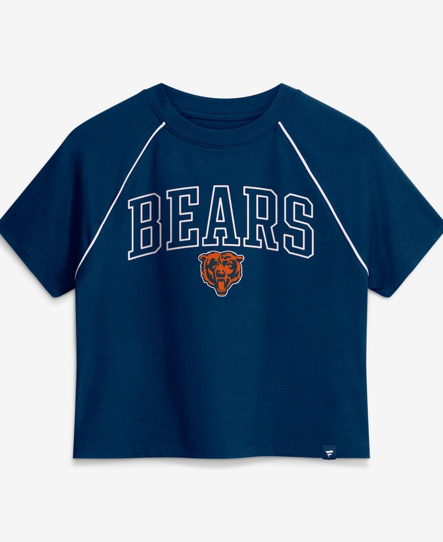 Women's Navy Chicago Bears Offensive Scheme Raglan Tri-Blend Cropped Top