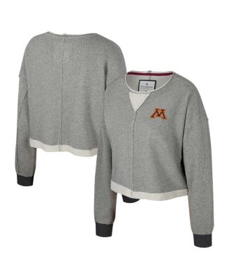 Women's Charcoal Minnesota Golden Gophers Magnum Scoop Neck Cropped Pullover Sweatshirt