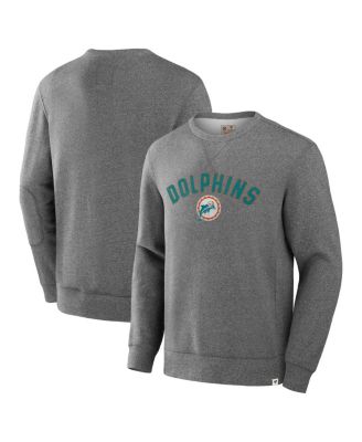 Men's Heather Gray Miami Dolphins Loop Terry Pullover Sweatshirt
