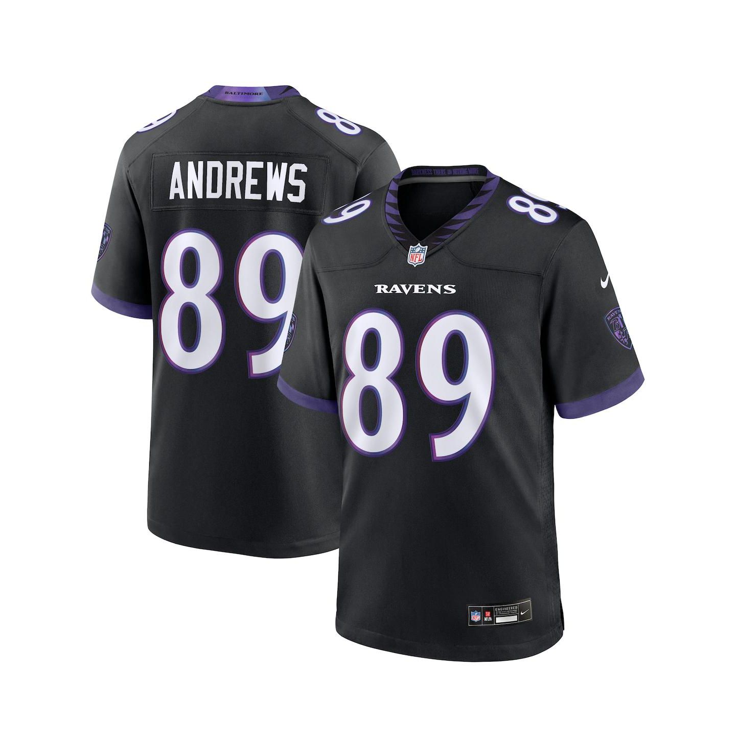 Мужской топ Nike Mark Andrews Black Baltimore Ravens Alternate Game Jersey — фото 1