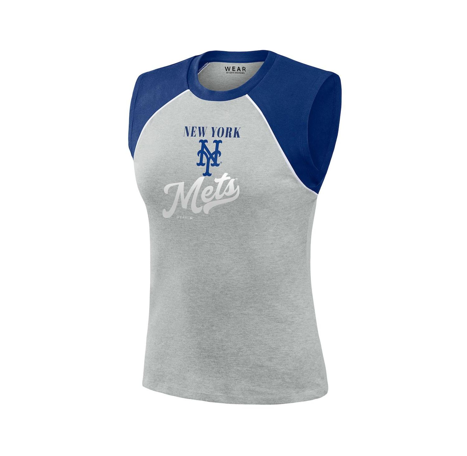 Women's Heather Gray New York Mets Cropped Raglan Tank Top