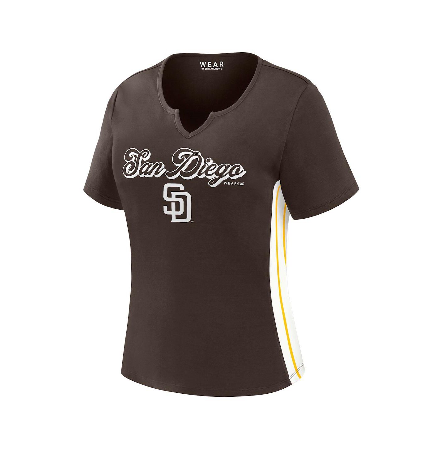 Женская футболка WEAR by Erin Andrews Brown San Diego Padres Notch Neck Cropped — фото 2