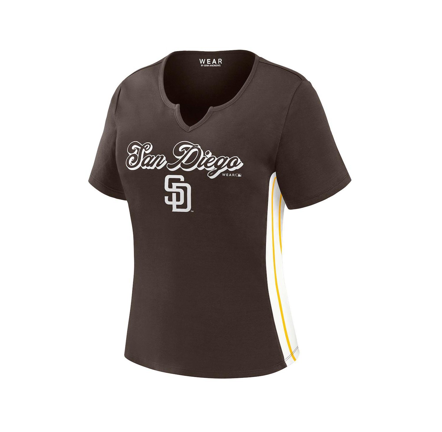 Women's Brown San Diego Padres Notch Neck Cropped T-Shirt