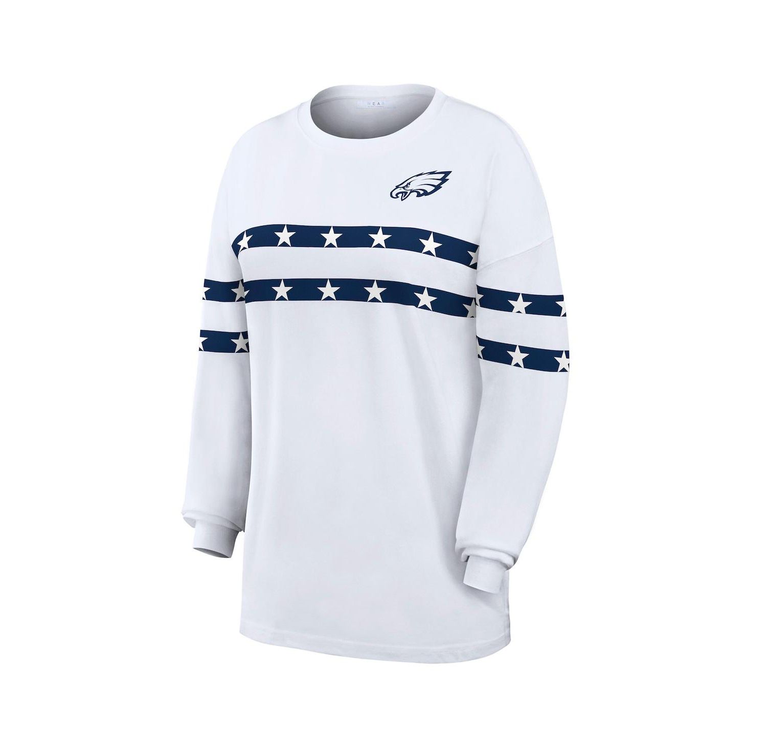 Women's White Philadelphia Eagles Americana Stripe Long Sleeve T-Shirt
