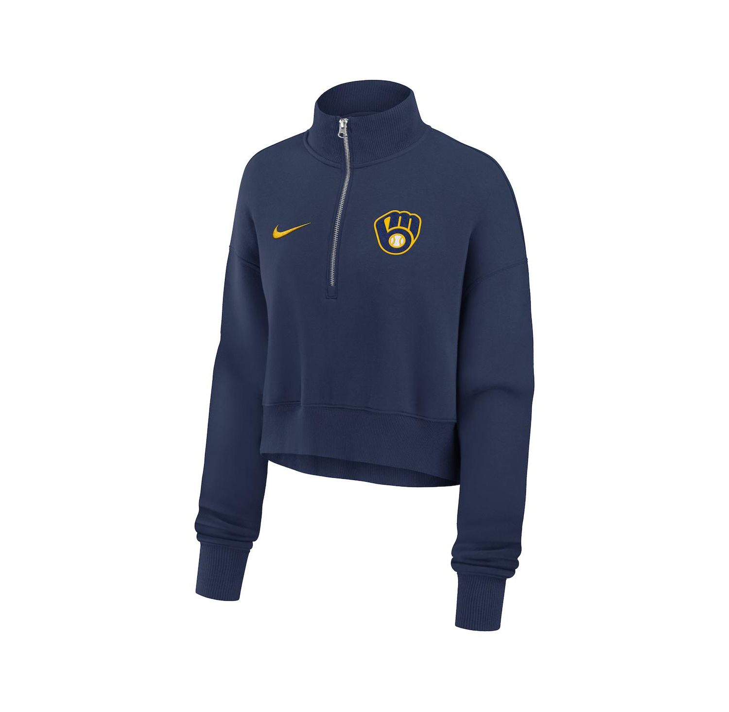 Women's Navy Milwaukee Brewers Primetime Phoenix Fleece Half-Zip Sweatshirt