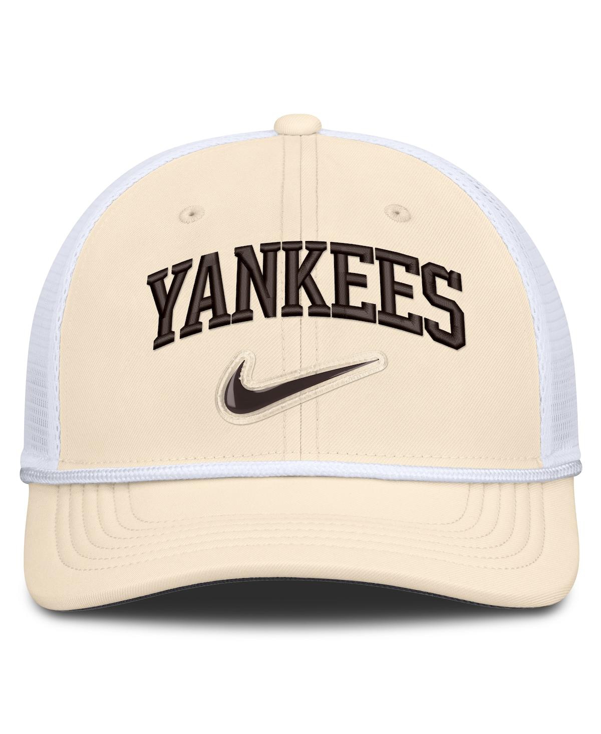 Nike Men's Natural/White New York Yankees Rise Dri-fit Trucker Adjustable Hat