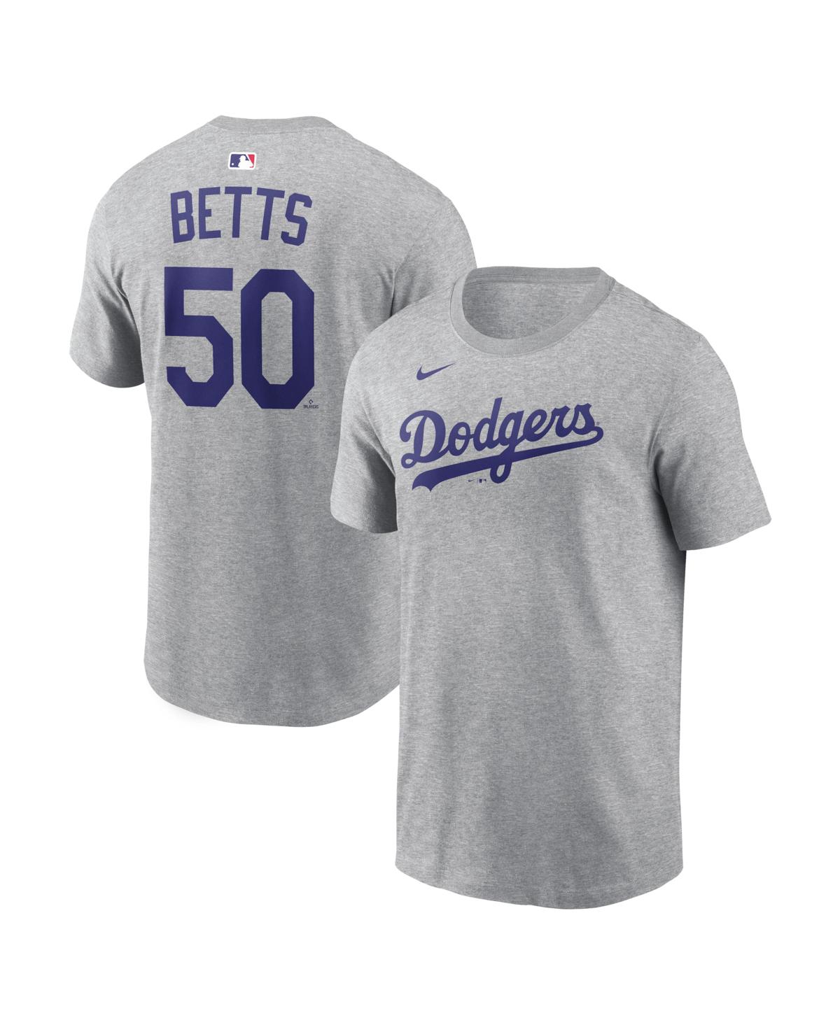 Nike Men's Mookie Betts Heather Gray Los Angeles Dodgers Name Number T-Shirt - Heather Gray