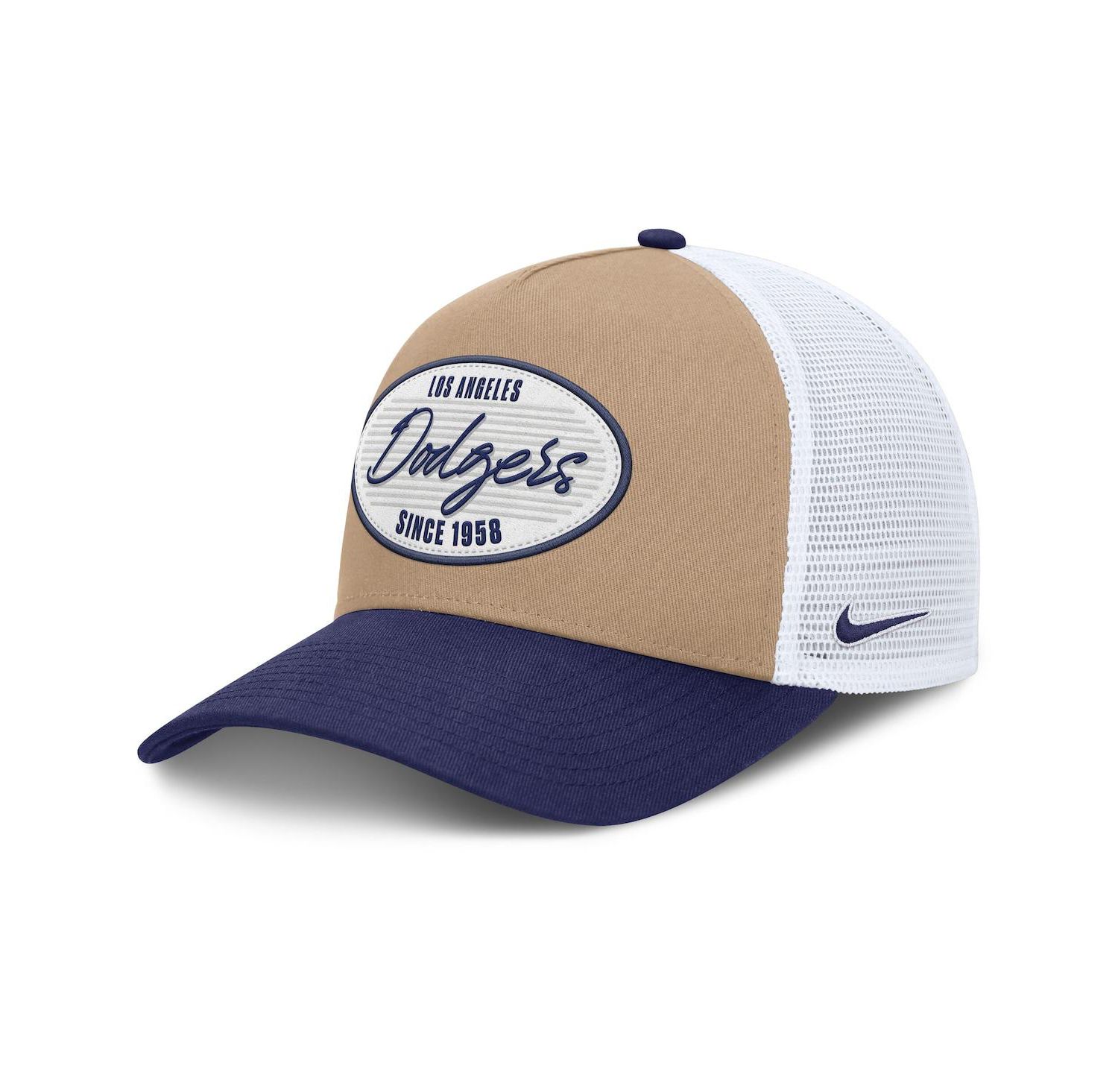 Men's Khaki/Royal Los Angeles Dodgers Rise A-Frame Trucker Adjustable Hat