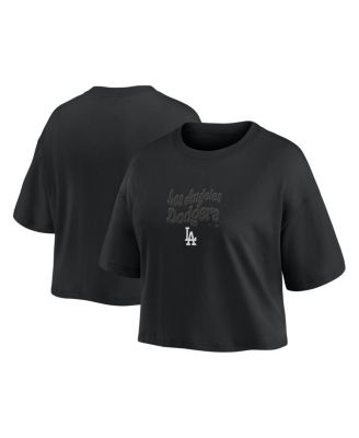 Women's Los Angeles Dodgers Blackout Wave Cropped Top