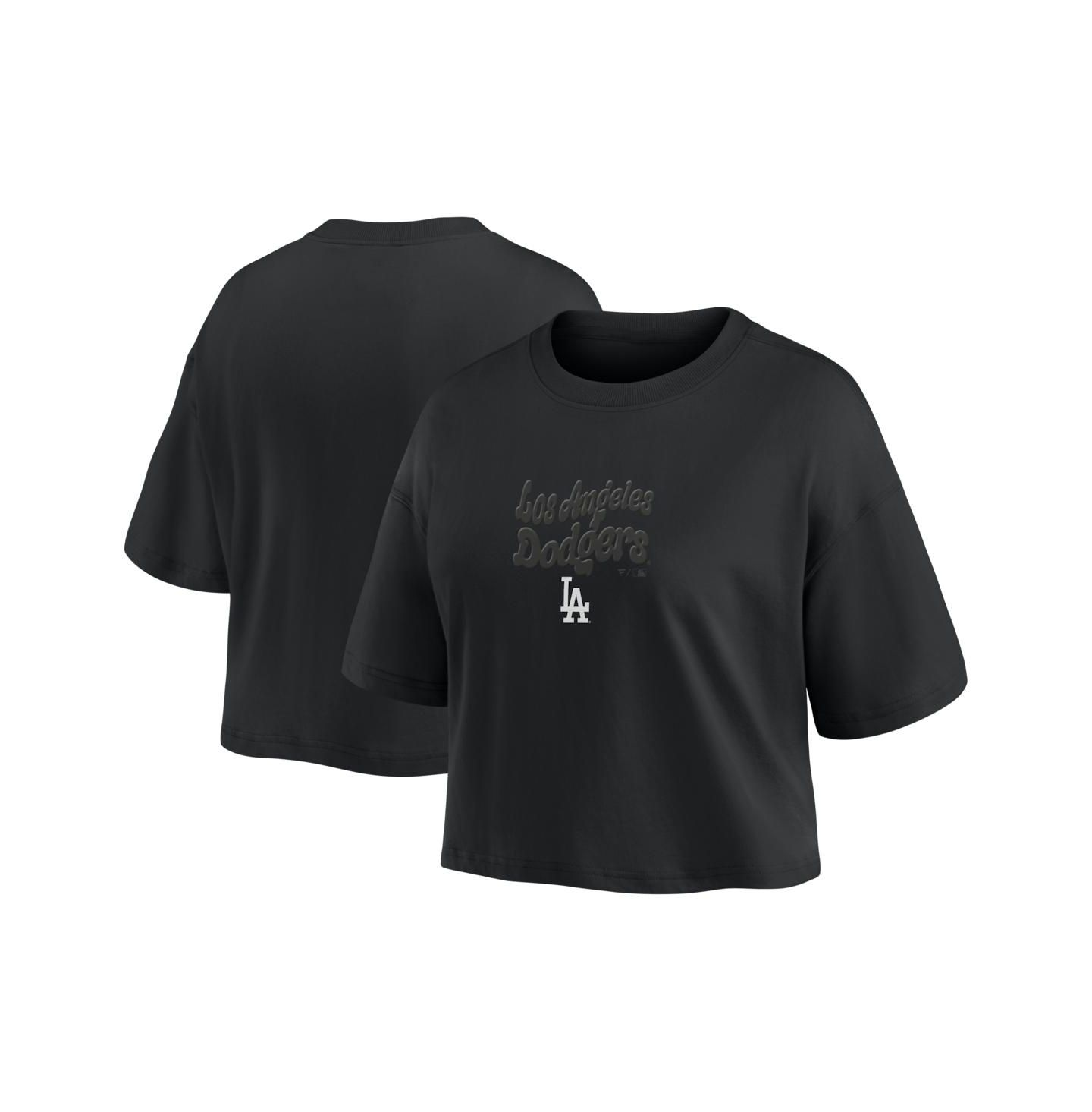 Женский топ Fanatics Los Angeles Dodgers Blackout Wave Cropped — фото 1