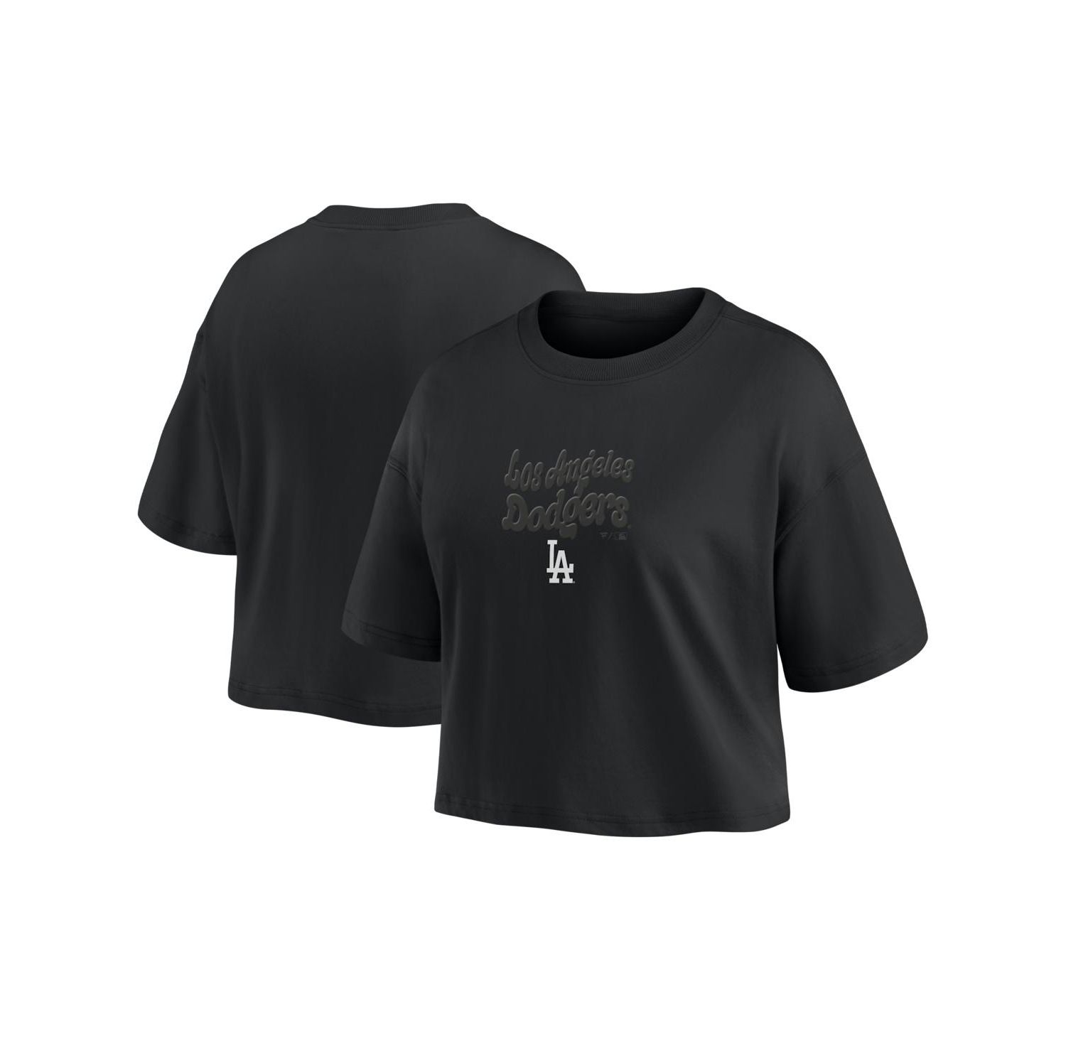 Women's Los Angeles Dodgers Blackout Wave Cropped Top