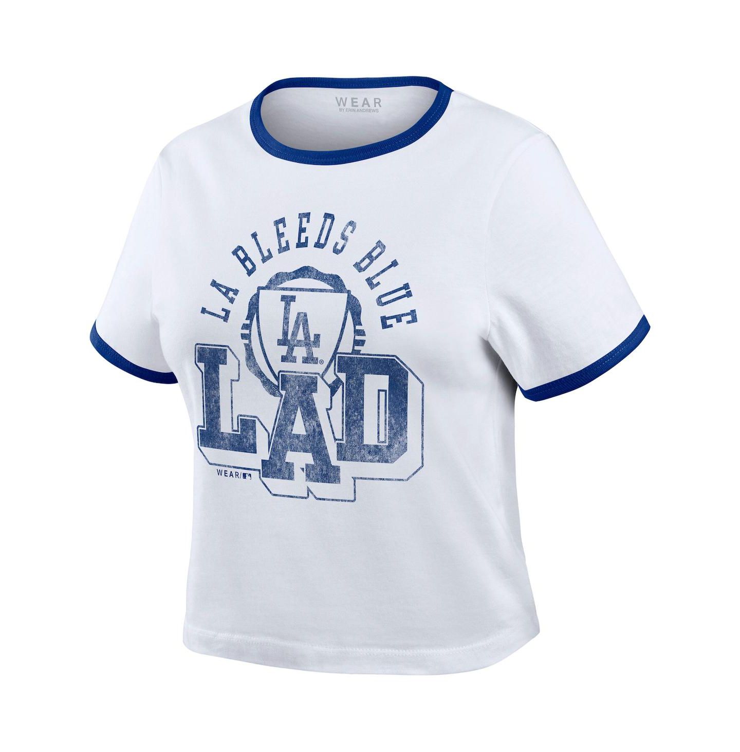 Женская футболка WEAR by Erin Andrews White Los Angeles Dodgers Ringer Baby T-Shirt — фото 2