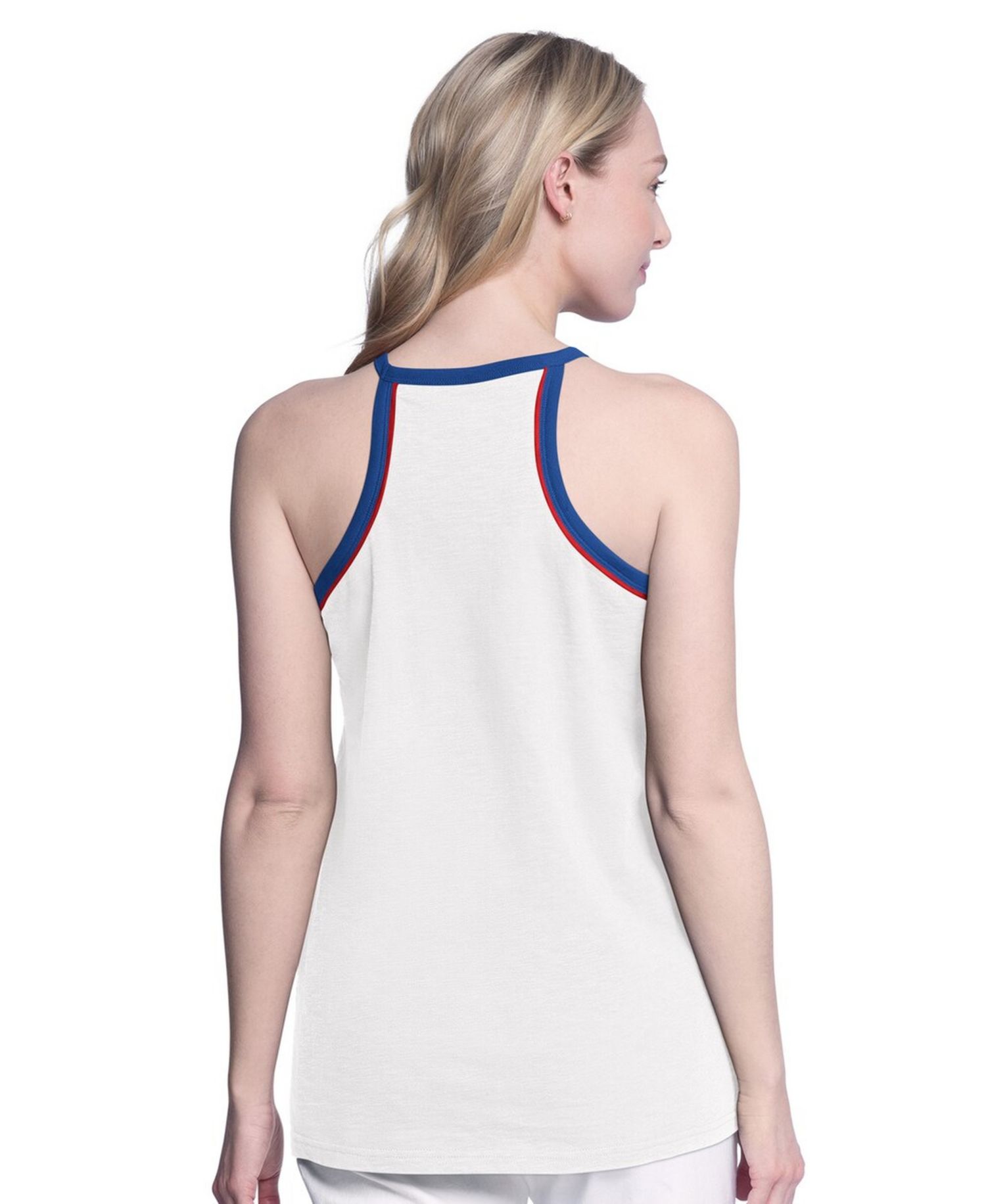 Women's White Philadelphia 76ers Curveball Racerback Scoop Neck Slub Tank Top