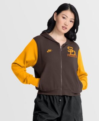 Women's Brown/Gold San Diego Padres Cooperstown Collection Cropped Full-Zip Hoodie