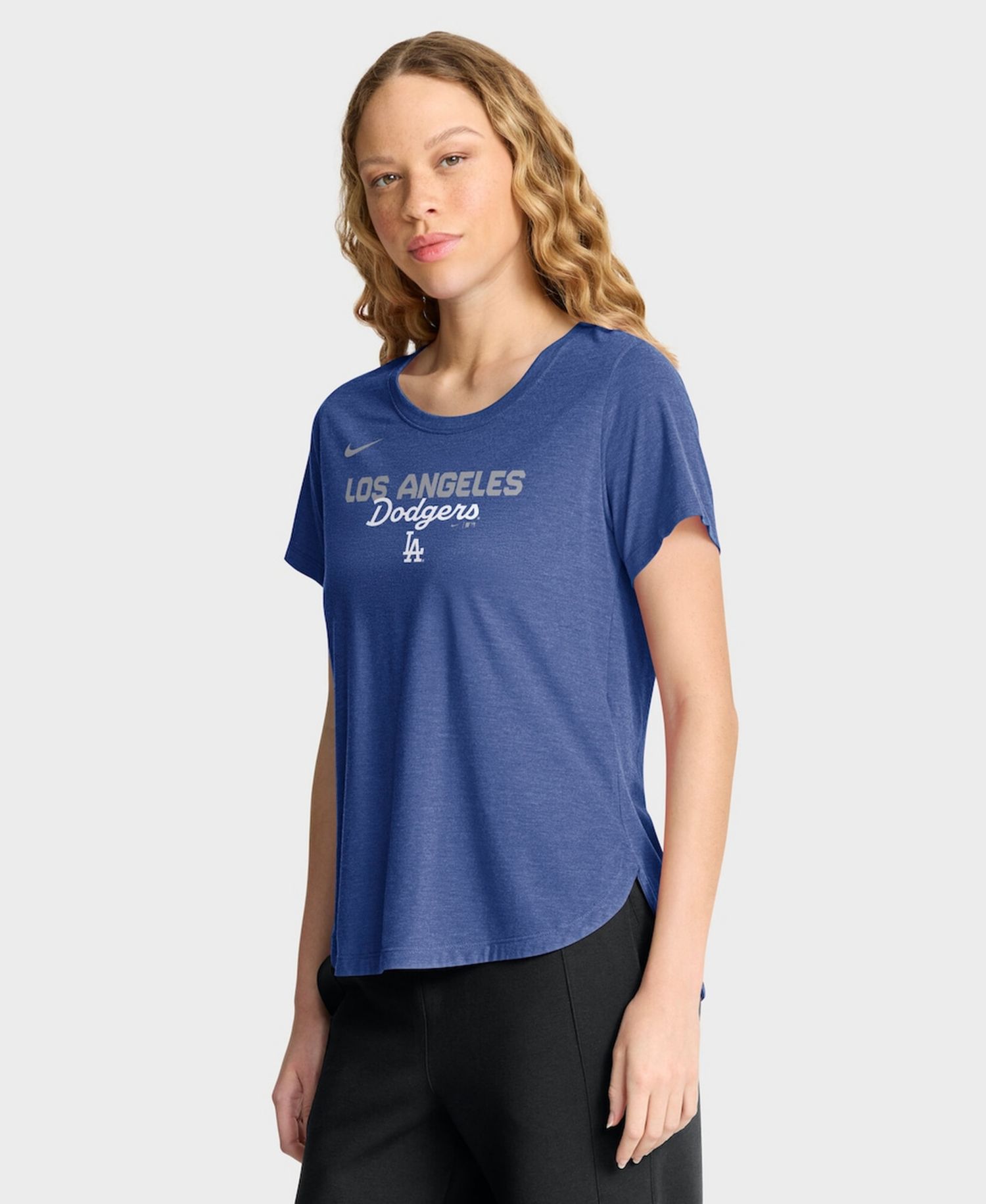 Women's Heather Royal Los Angeles Dodgers Arched Tri-Blend T-Shirt