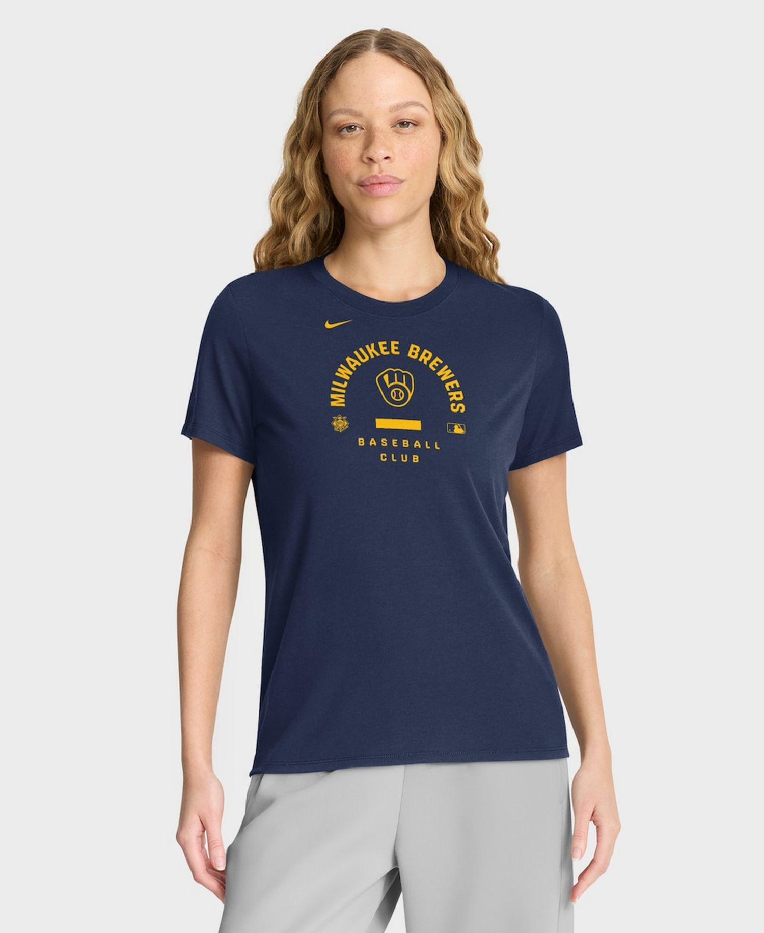 Women's Navy Milwaukee Brewers Authentic Collection Early Work Tri-Blend Dri-FIT T-Shirt