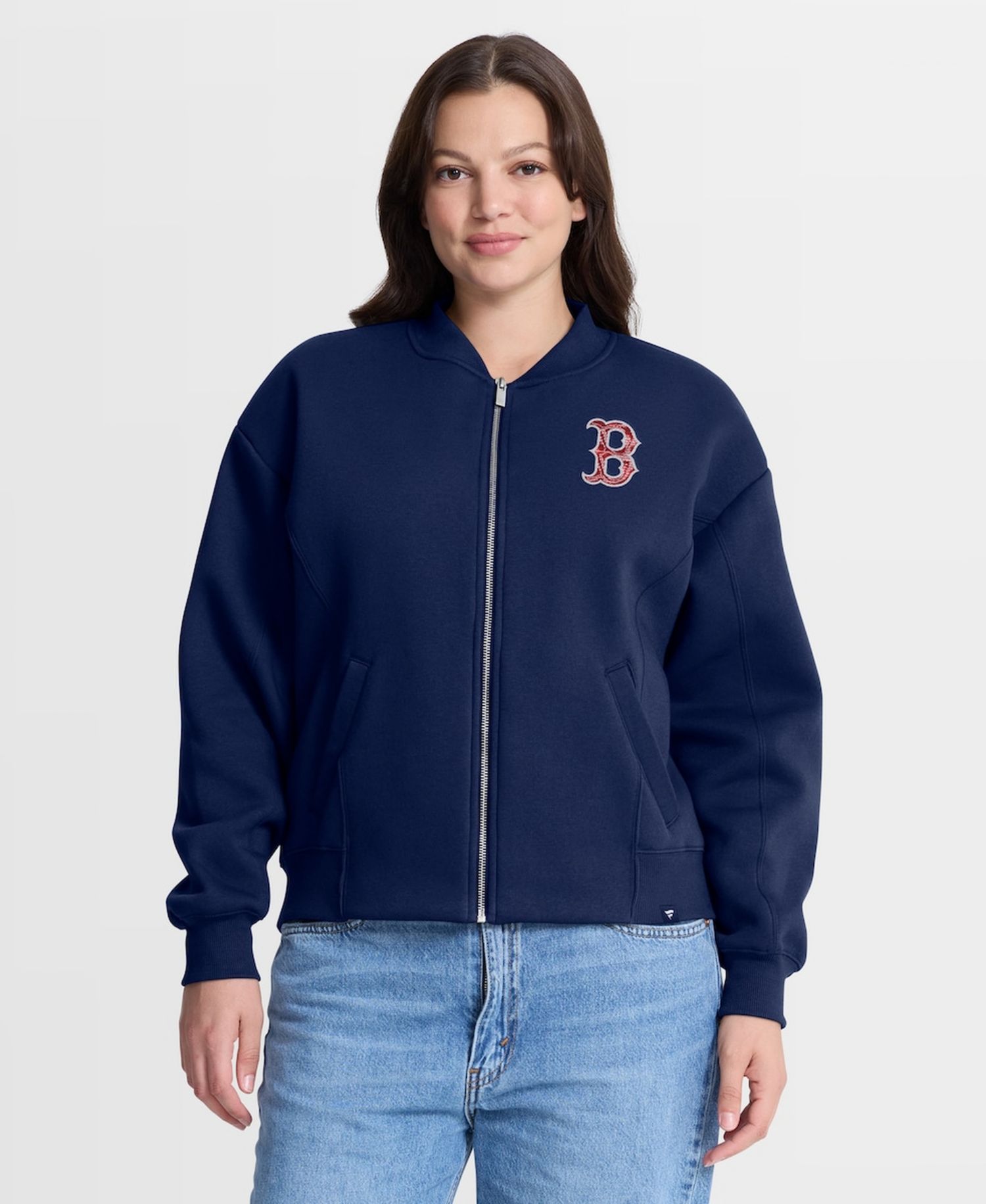 Women's Navy Boston Red Sox Oversized Rage Against Full-Zip Jacket