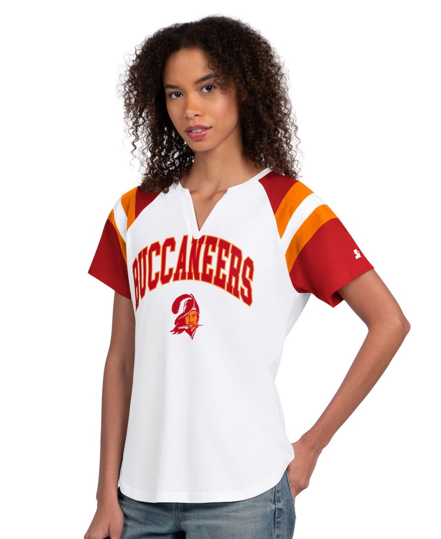 Women's White Tampa Bay Buccaneers Game On Notch Neck T-Shirt