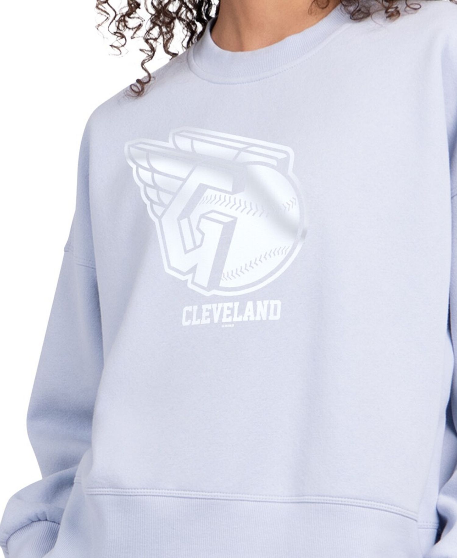 Women's Light Blue Cleveland Guardians Pastels Boxy Fleece Sweatshirt