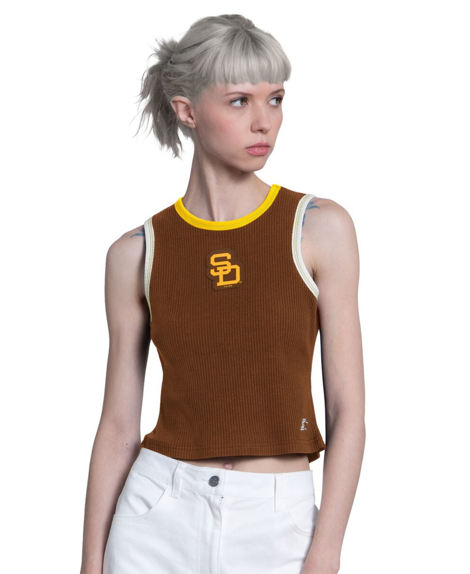 Women's Brown San Diego Padres Cooperstown Play the Ball Crop Tank Top
