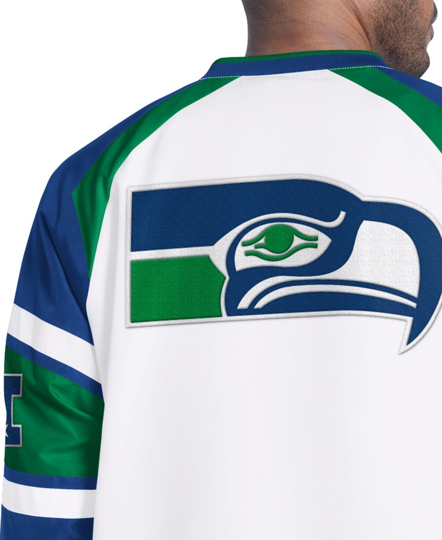 Мужская куртка Starter White Seattle Seahawks Infield Play Raglan Pullover — фото 4