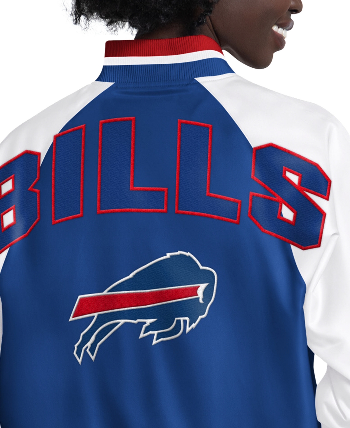 Starter Women's Royal/White Buffalo Bills Raglan Blitz Full-Snap Varsity Jacket