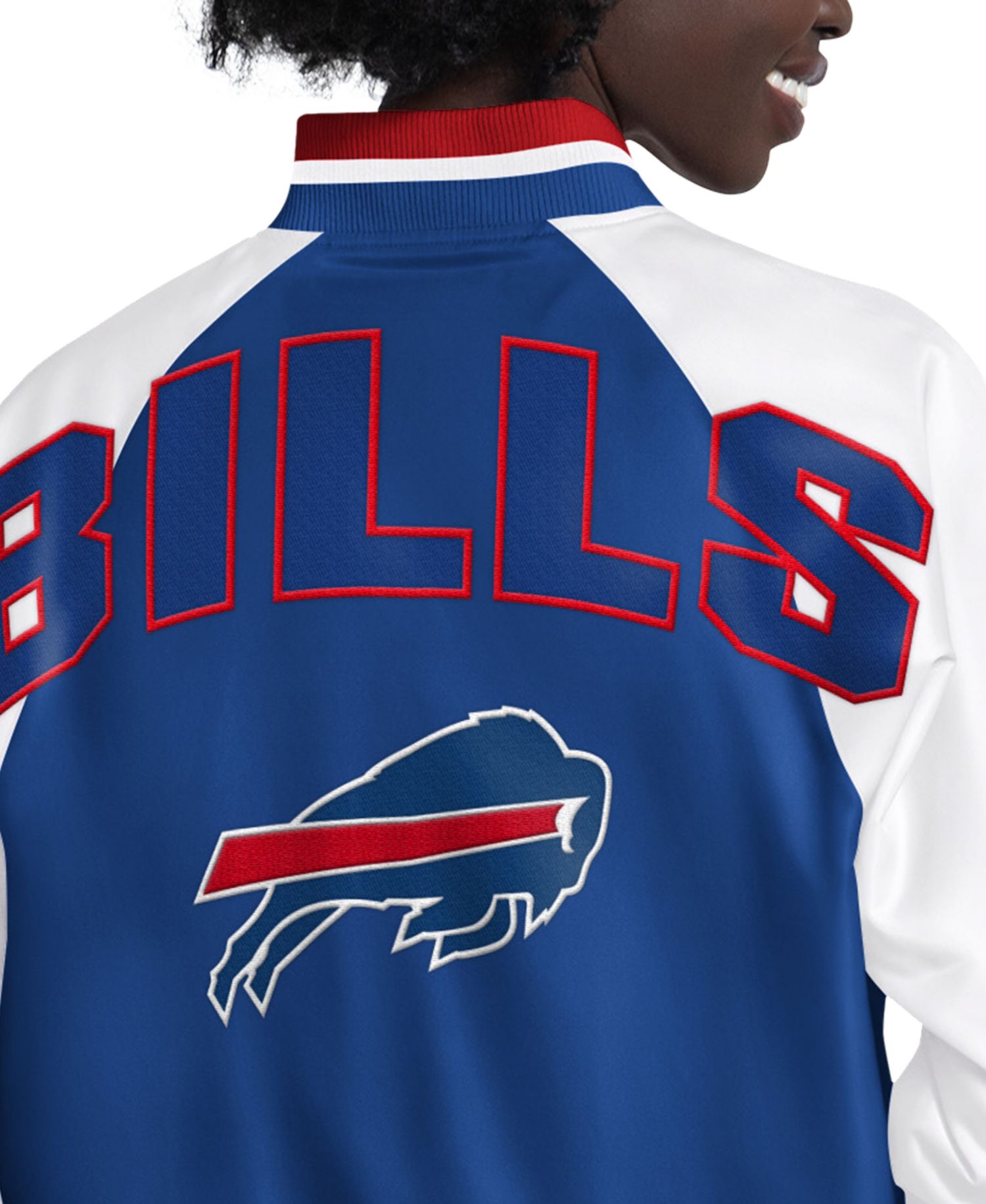 Women's Royal/White Buffalo Bills Raglan Blitz Full-Snap Varsity Jacket