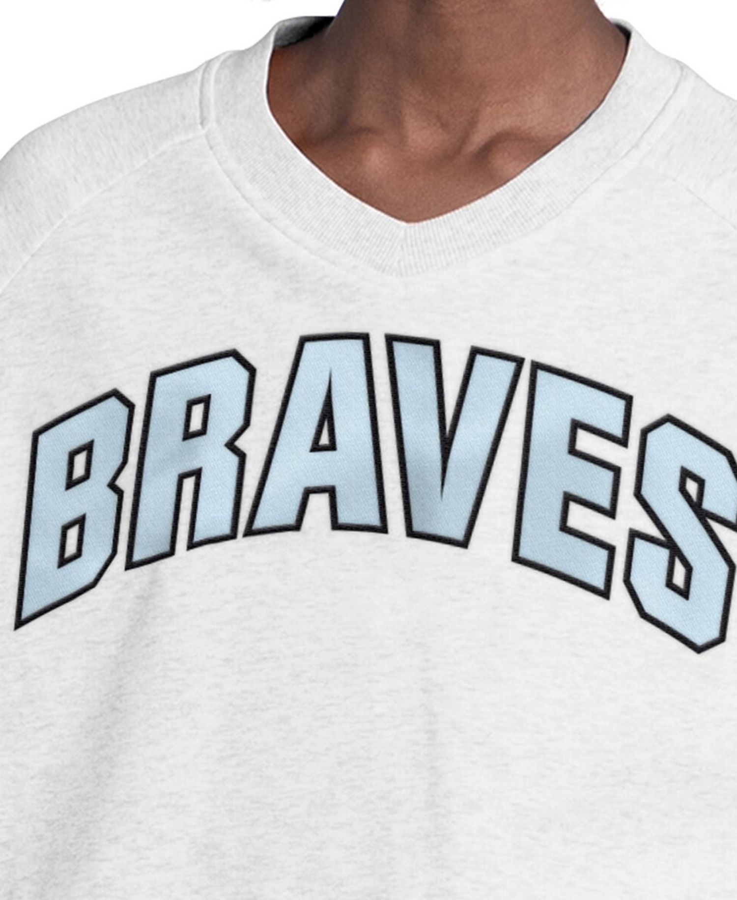 Women's Gray Atlanta Braves Show Up Fashion Cropped V-Neck Sweatshirt