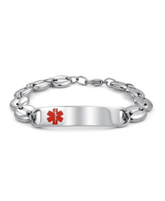 Medical Identification Blank Medical ID Puff Mariner Link Bracelet Stainless Steel 7 Inch