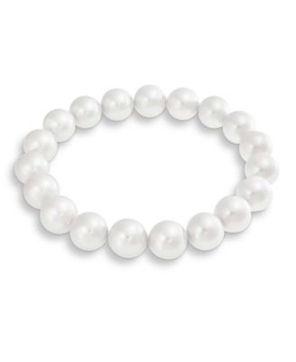 Classic Statement Faux Pearl Stackable Stretch Bracelet with 10MM Beads
